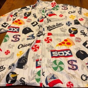 Men's Chicago Themed Casual Button Down Shirt - White